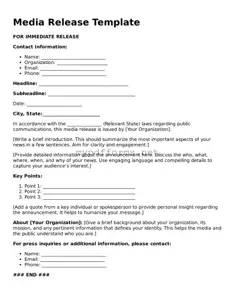 Media Release Template
