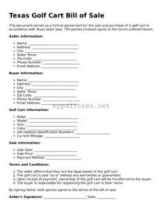 Attorney-Verified  Golf Cart Bill of Sale Document for Texas