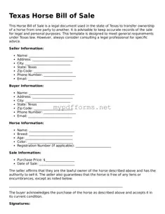 Attorney-Verified  Horse Bill of Sale Document for Texas