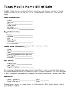 Attorney-Verified  Mobile Home Bill of Sale Document for Texas