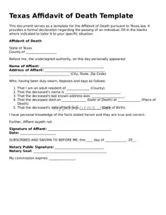 Attorney-Verified  Affidavit of Death Document for Texas