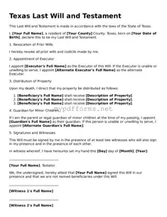 Attorney-Verified  Last Will and Testament Document for Texas