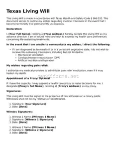 Attorney-Verified  Living Will Document for Texas