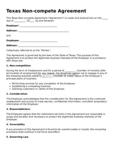 Attorney-Verified  Non-compete Agreement Document for Texas