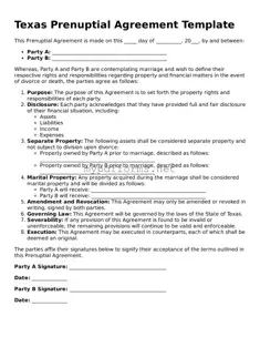 Attorney-Verified  Prenuptial Agreement Document for Texas