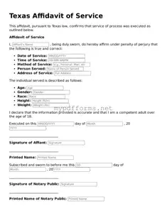 Attorney-Verified  Affidavit of Service Document for Texas