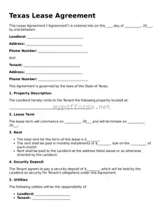 Attorney-Verified  Lease Agreement Document for Texas
