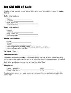 Jet Ski Bill of Sale Template