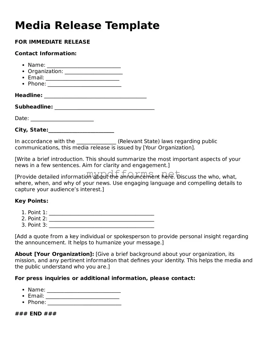 Media Release Template