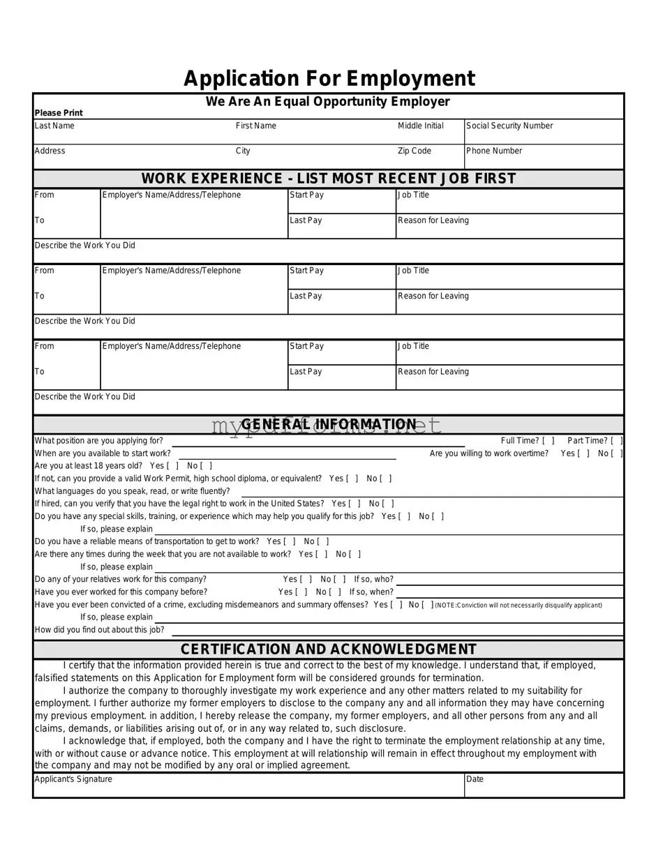 Get Spanish Application Employment Form in PDF