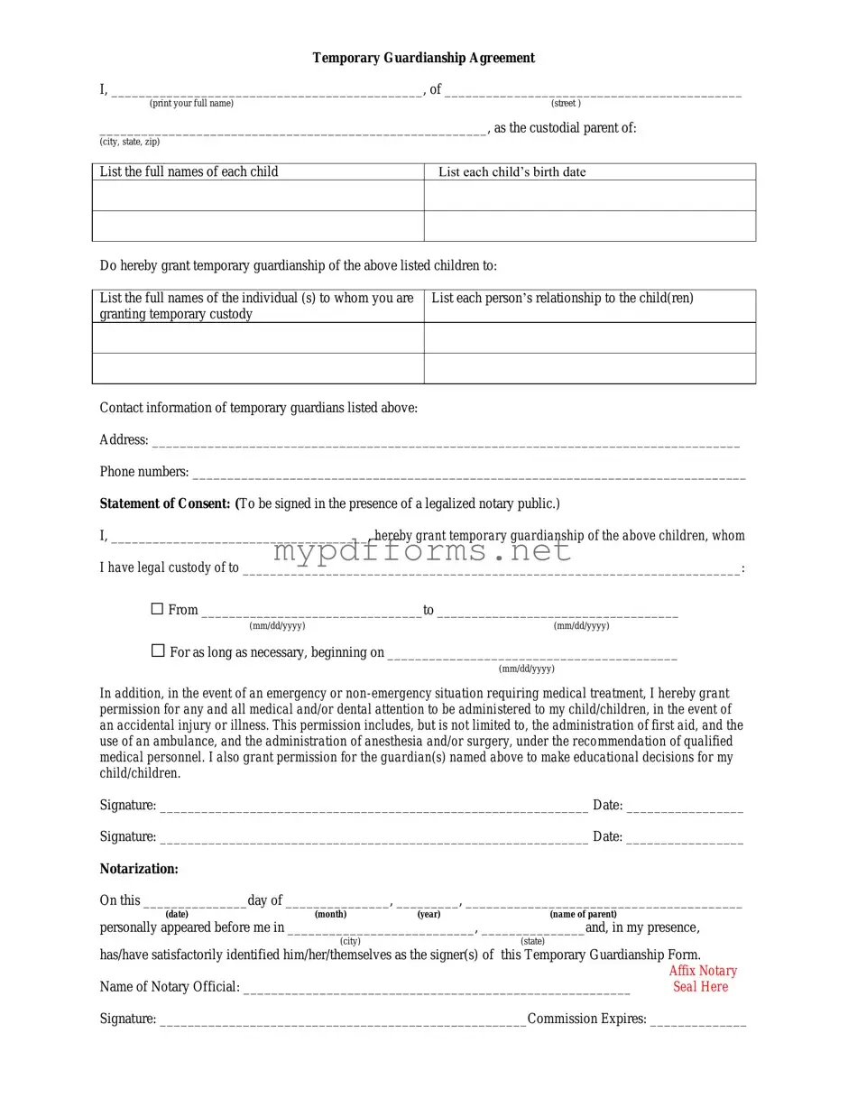 Get Temporary Custody Form in PDF