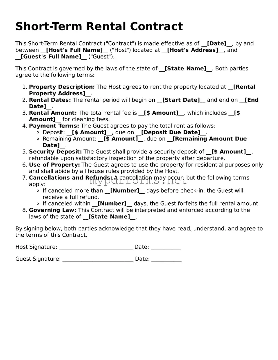 Short-Term Rental Contract Template