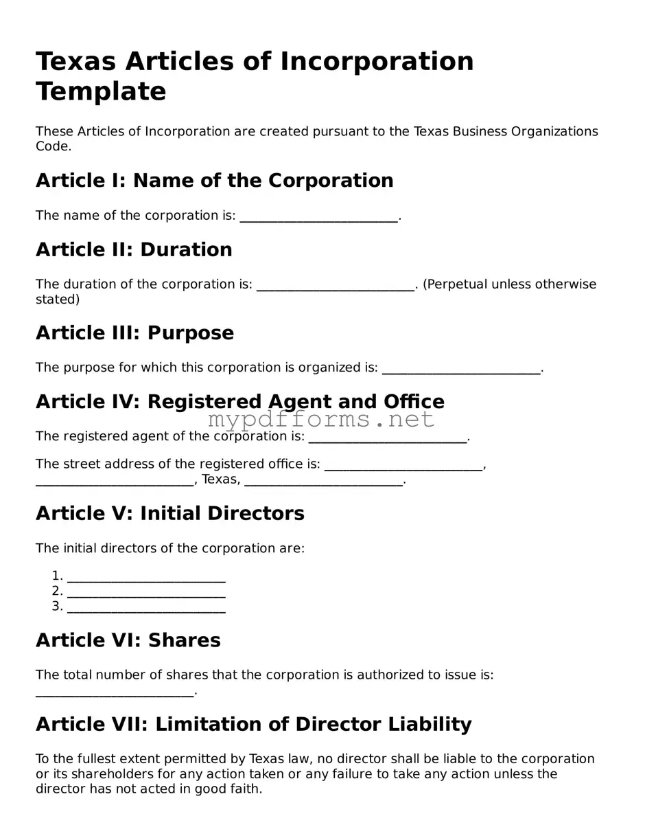 Attorney-Verified  Articles of Incorporation Document for Texas