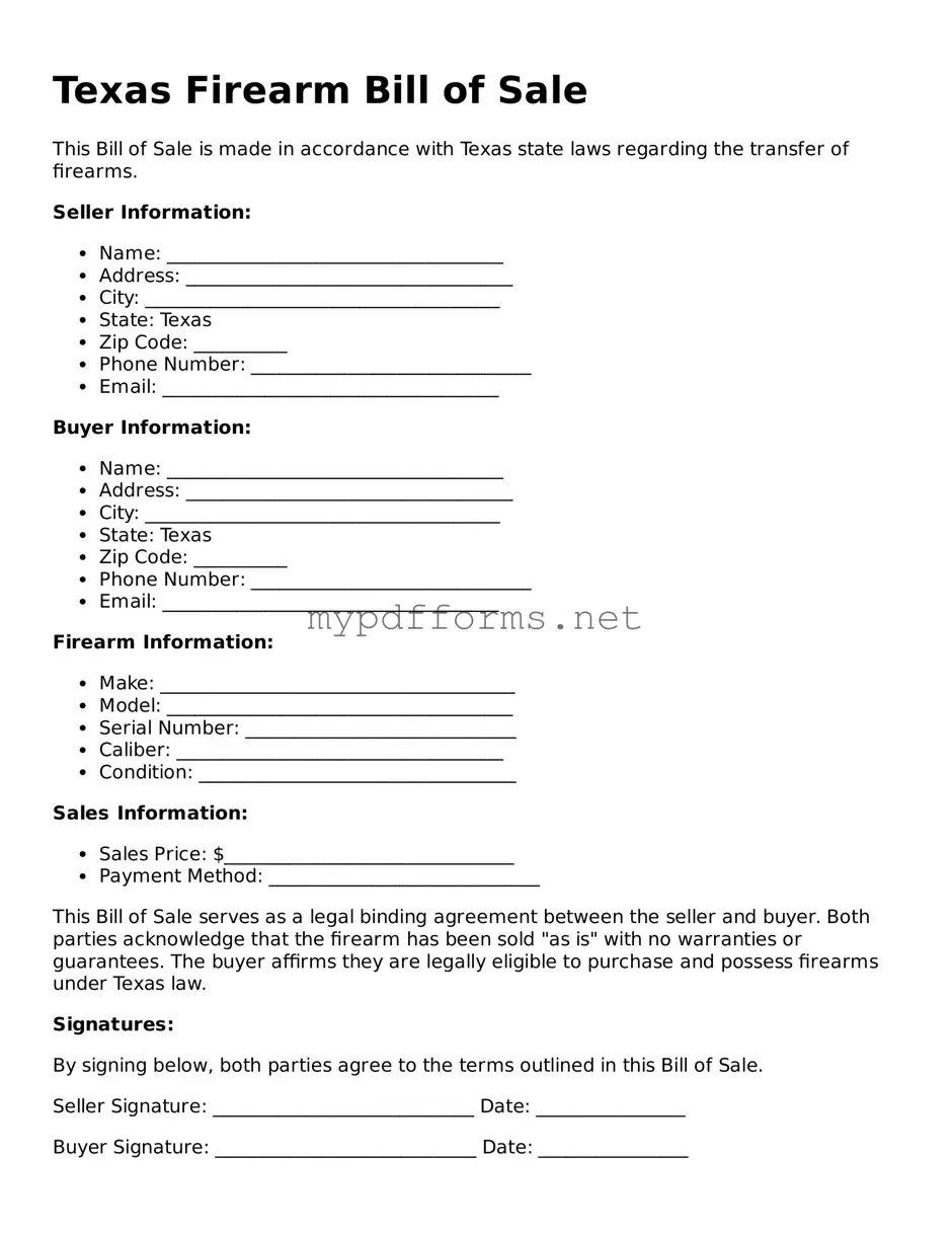 Attorney-Verified  Firearm Bill of Sale Document for Texas