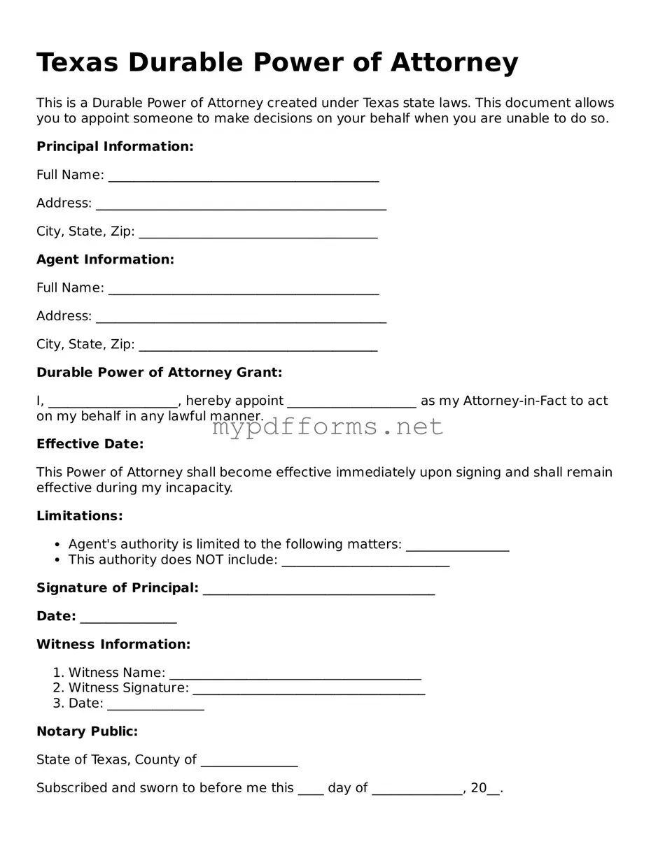 Attorney-Verified  Durable Power of Attorney Document for Texas