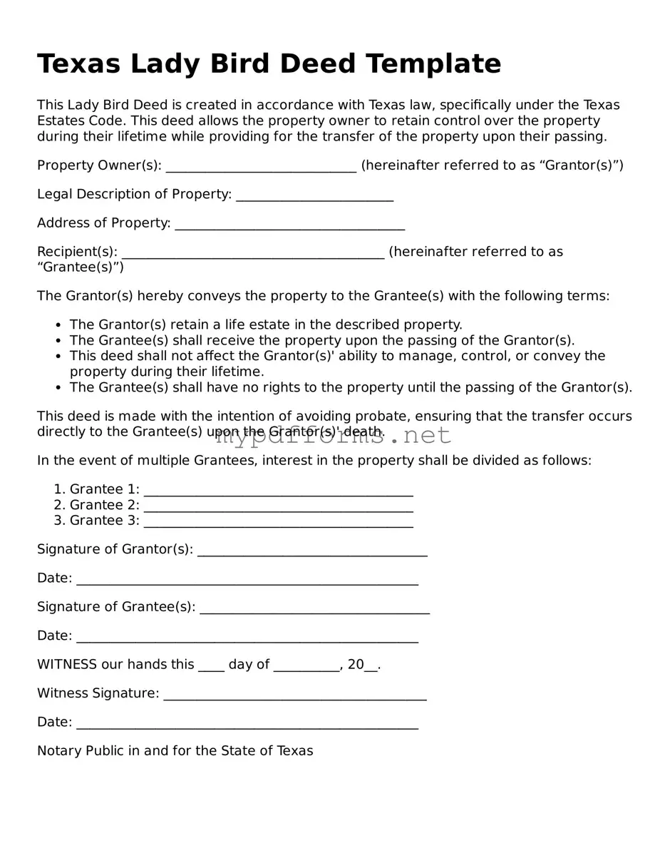 Attorney-Verified  Lady Bird Deed Document for Texas