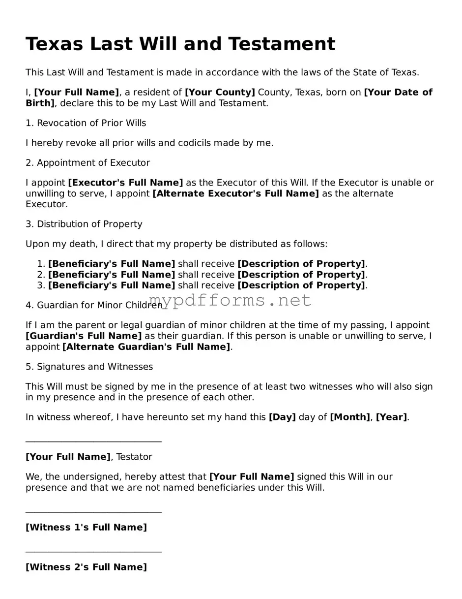 Attorney-Verified  Last Will and Testament Document for Texas