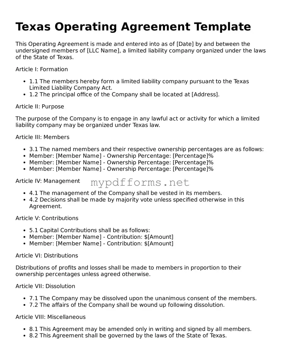 Attorney-Verified  Operating Agreement Document for Texas