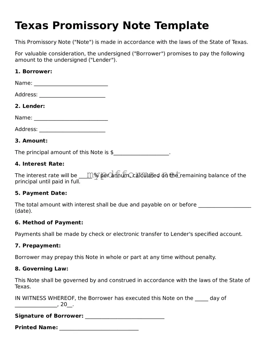 Attorney-Verified  Promissory Note Document for Texas