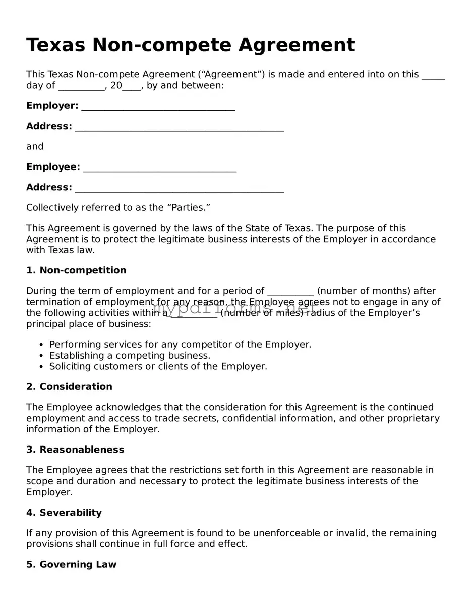 Attorney-Verified  Non-compete Agreement Document for Texas