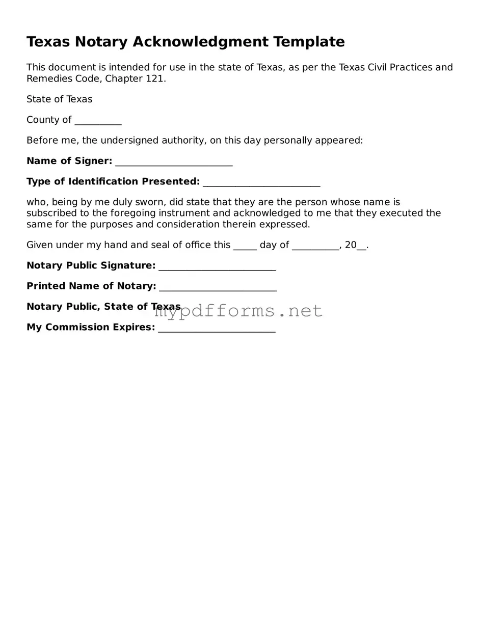 Attorney-Verified  Notary Acknowledgement Document for Texas