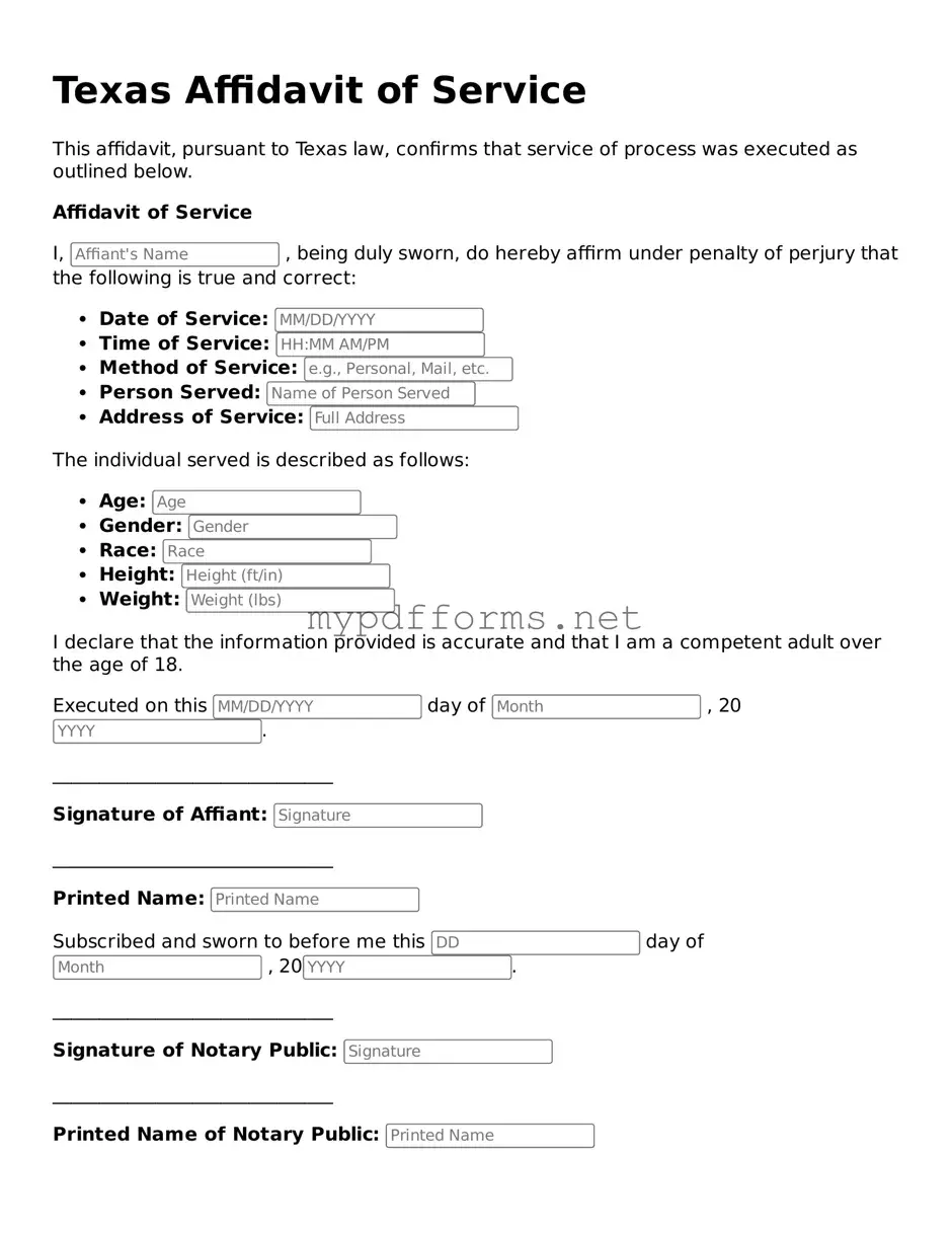 Attorney-Verified  Affidavit of Service Document for Texas