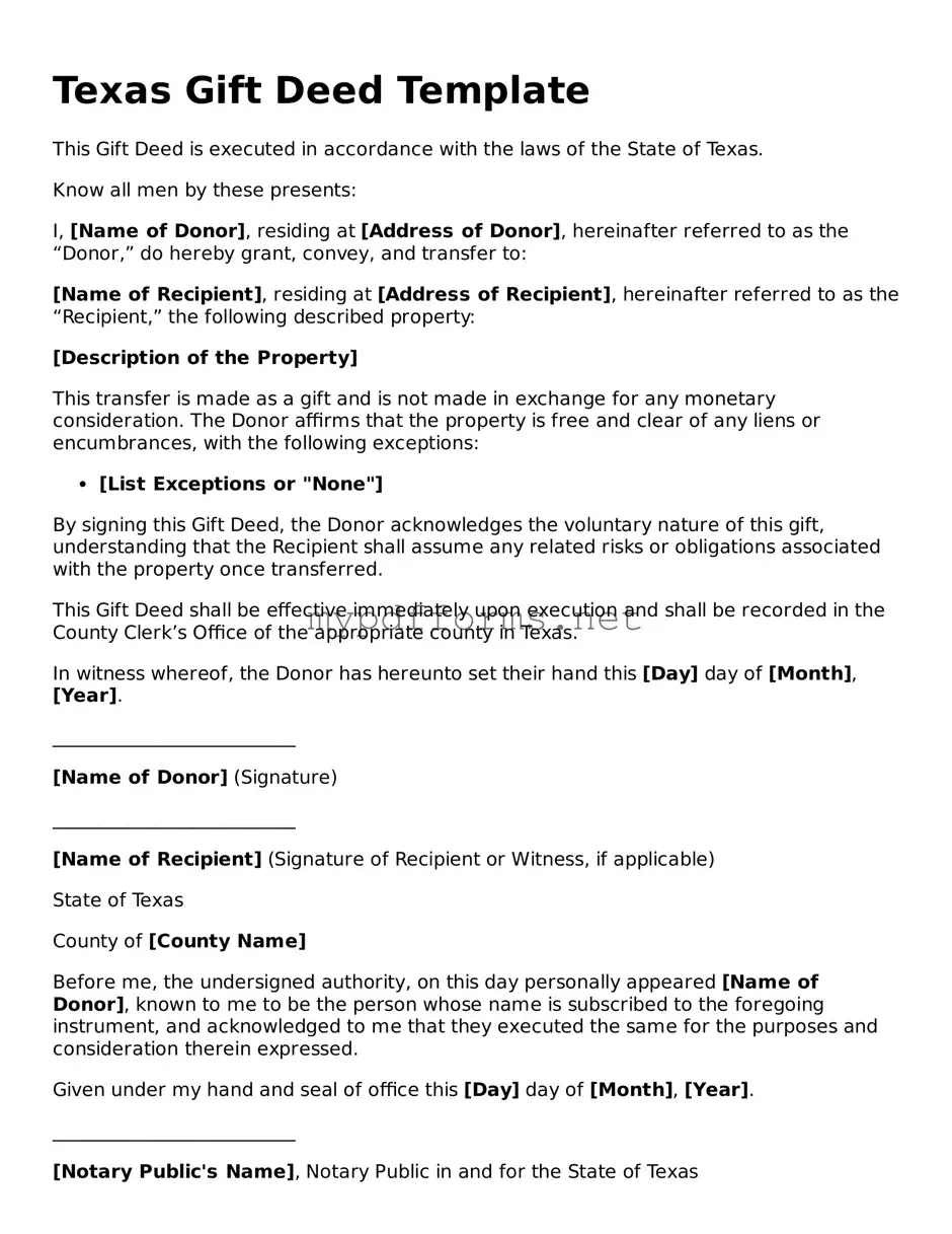Attorney-Verified  Gift Deed Document for Texas
