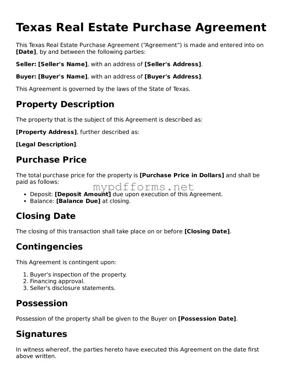 Attorney-Verified  Real Estate Purchase Agreement Document for Texas