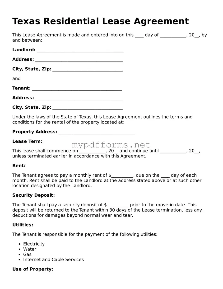 Attorney-Verified  Residential Lease Agreement Document for Texas