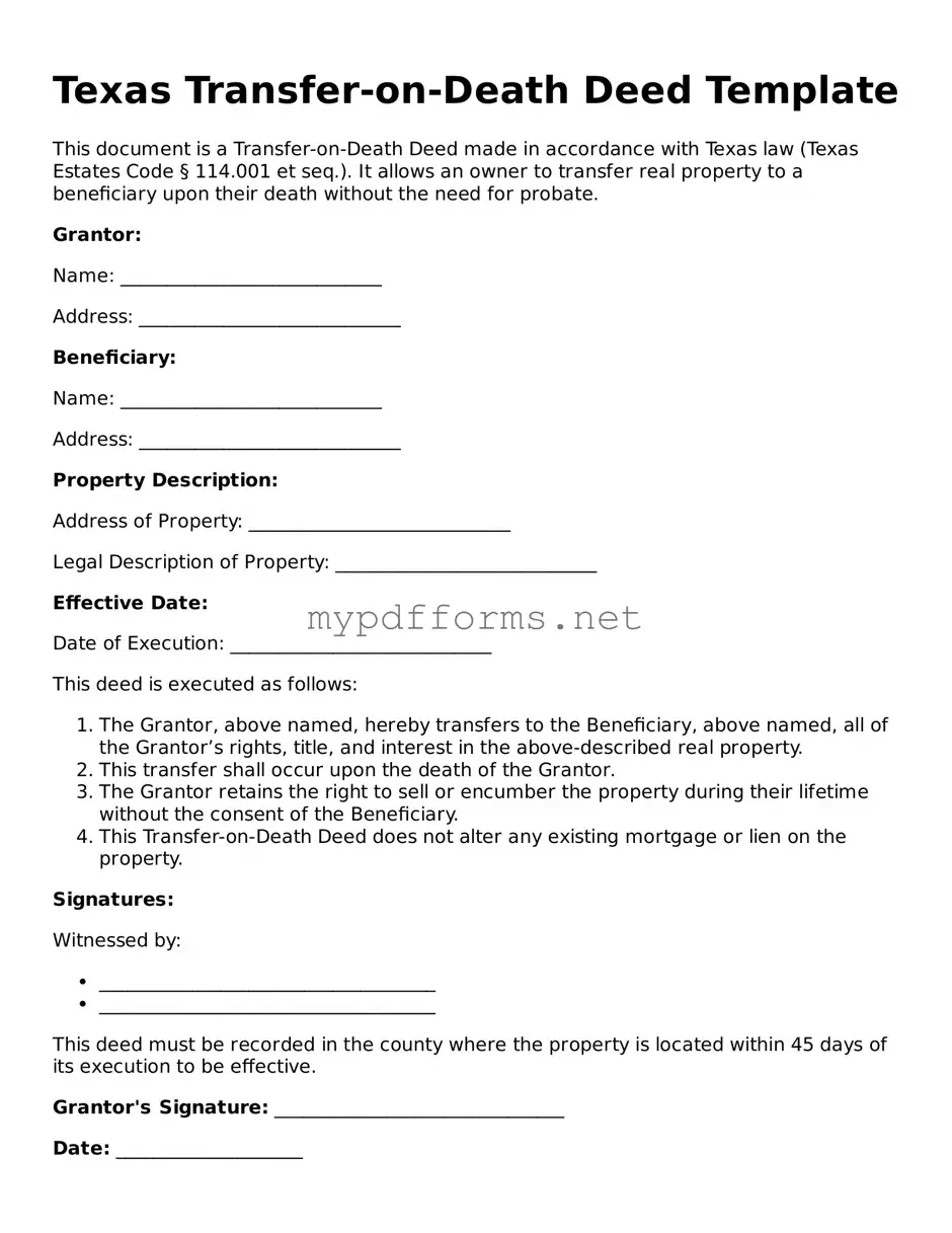 Attorney-Verified Transfer-on-Death Deed Document for Texas