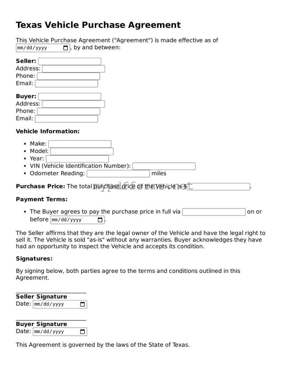 Attorney-Verified  Vehicle Purchase Agreement Document for Texas