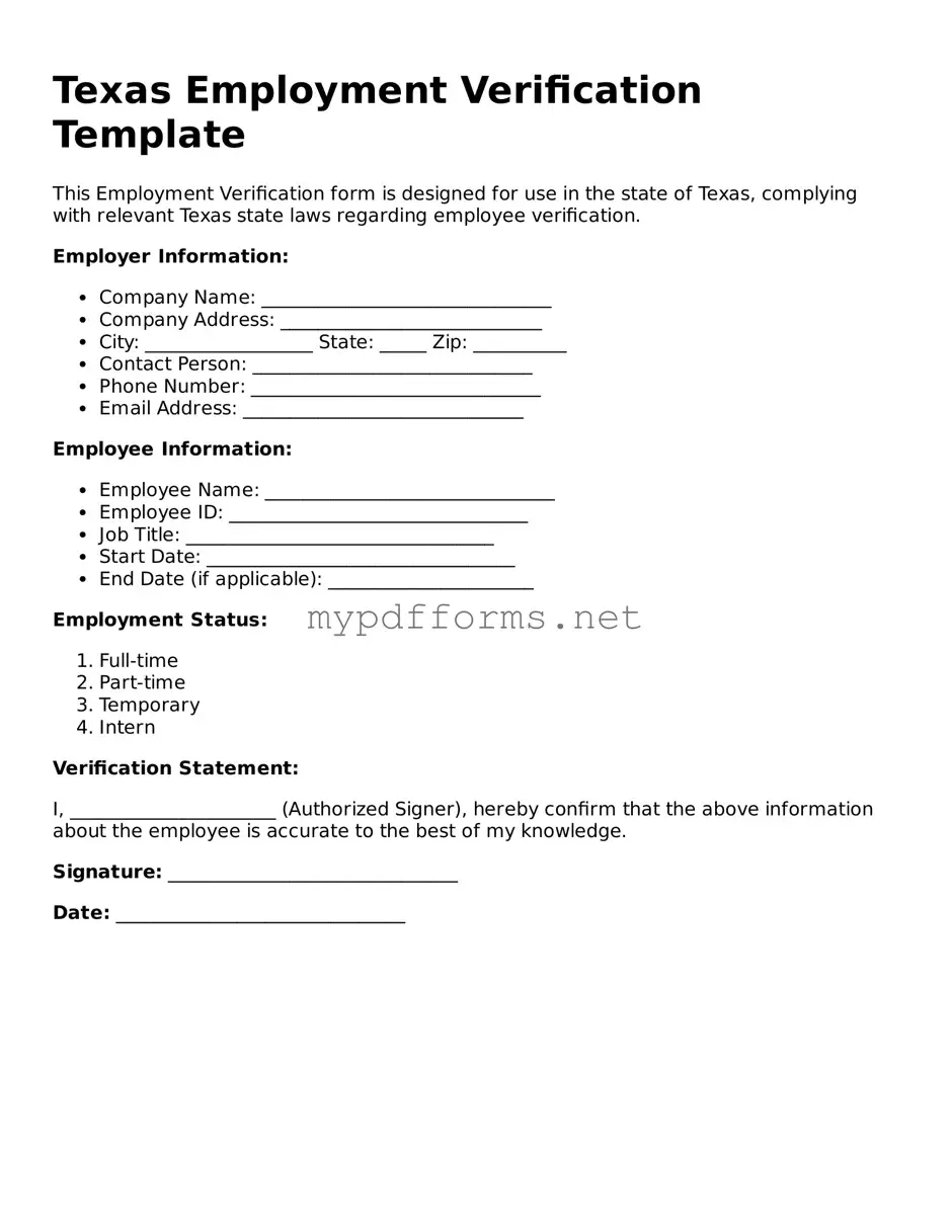 Attorney-Verified  Employment Verification Document for Texas