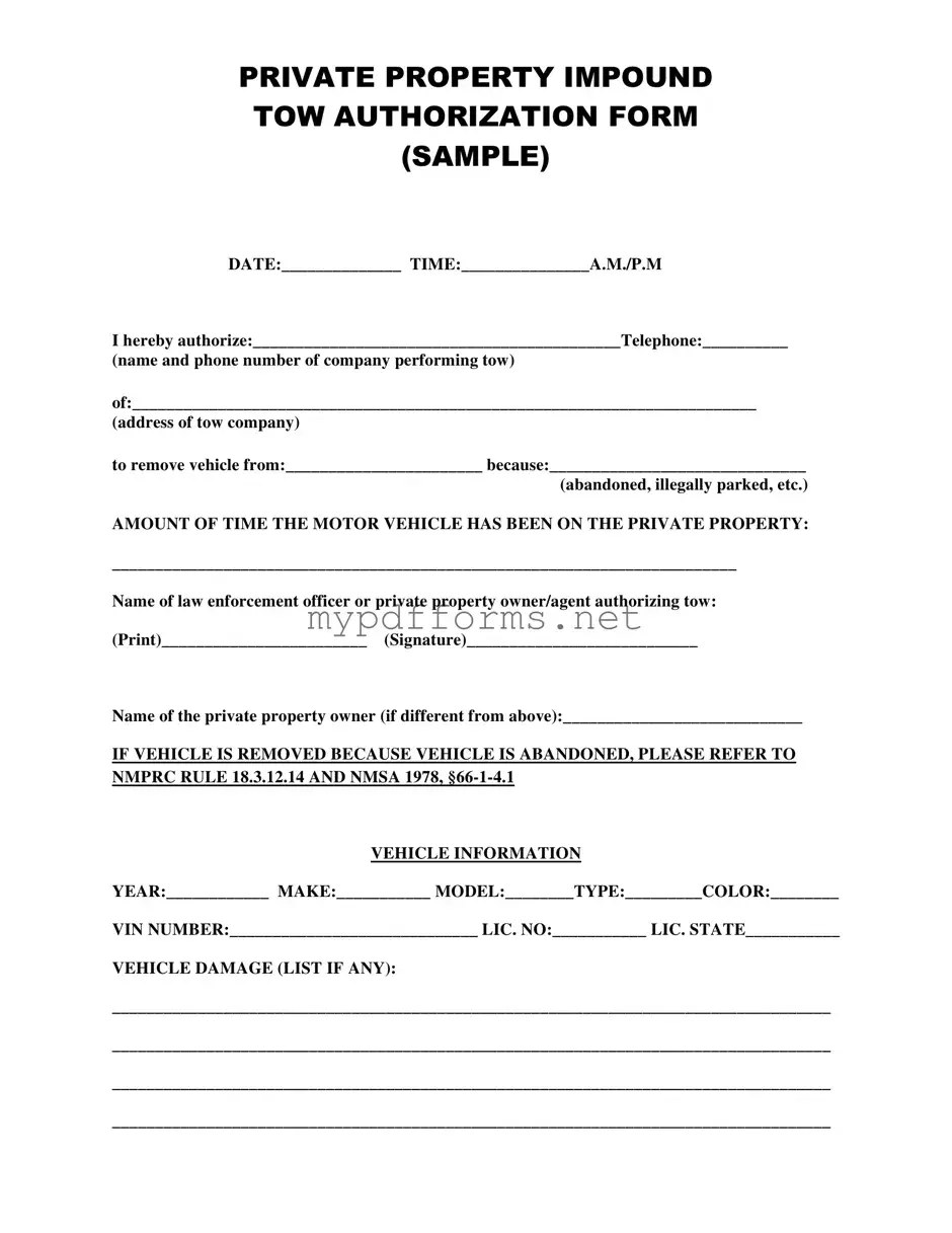 Get Tow Authorization Form in PDF
