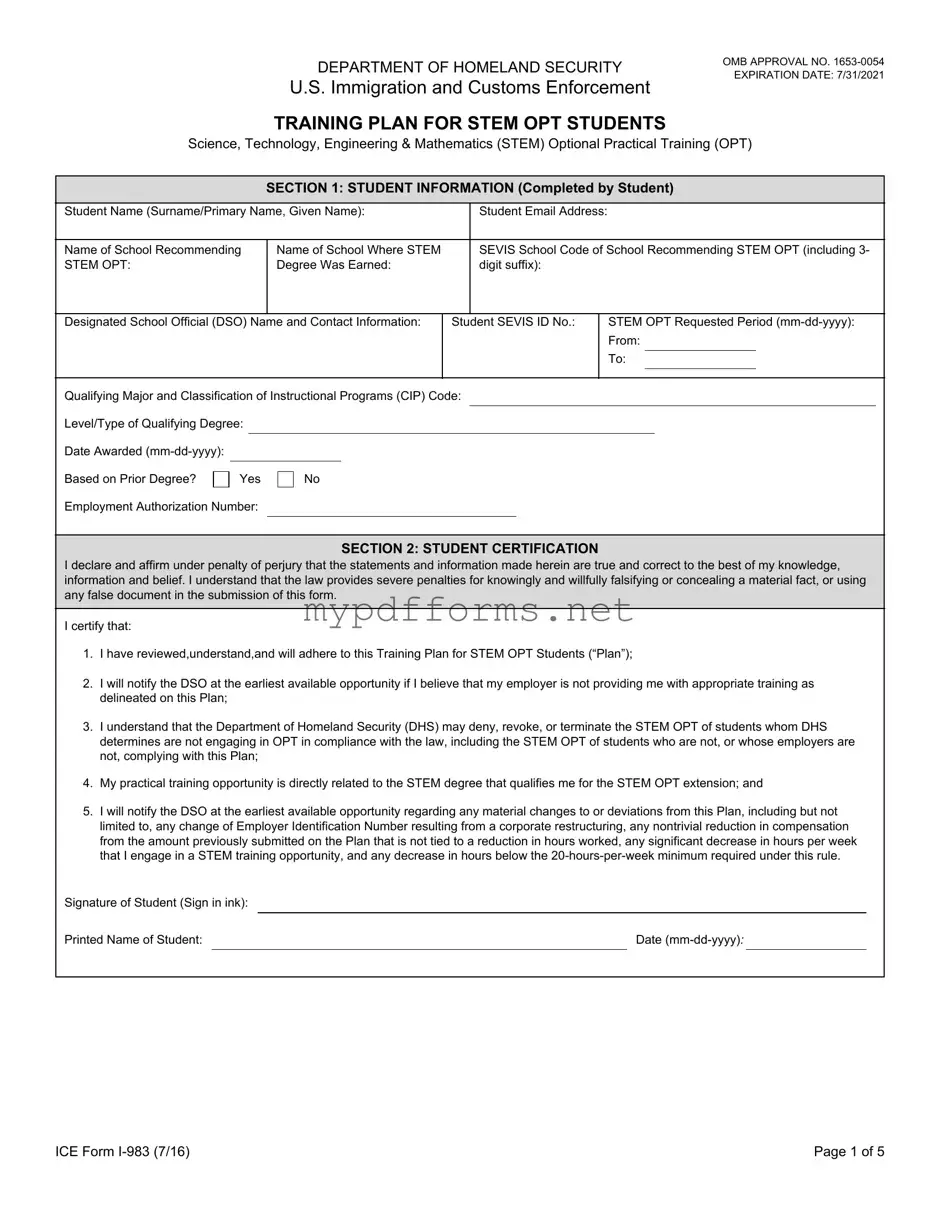 Get ICE I-983 Form in PDF