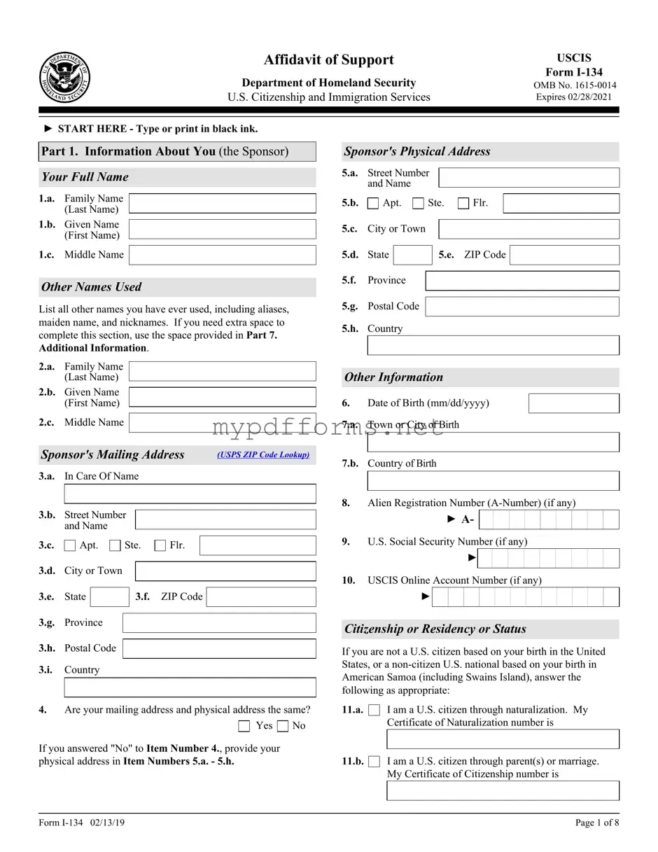 Get USCIS I-134 Form in PDF