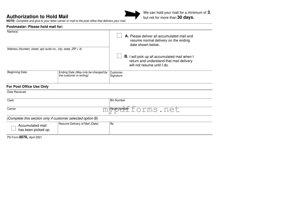 Get Usps Hold Mail Request Form in PDF