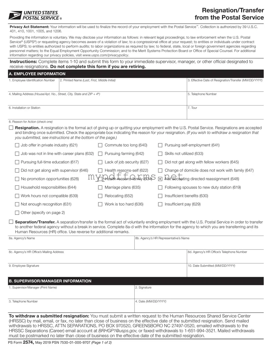 Get Usps Resignation Form in PDF