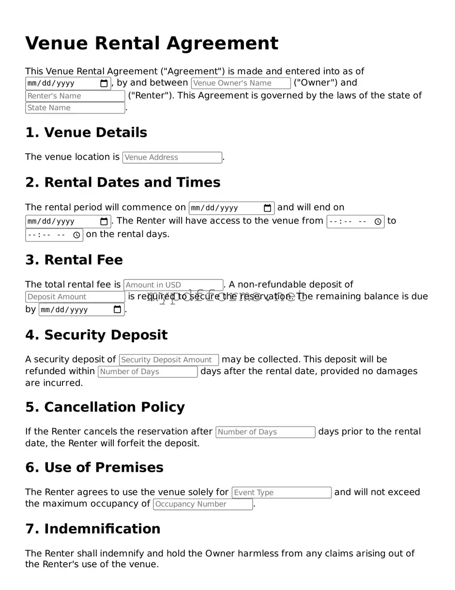 Venue Rental Agreement Template