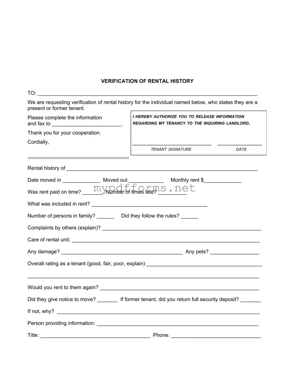 Get Verification Rental Form in PDF