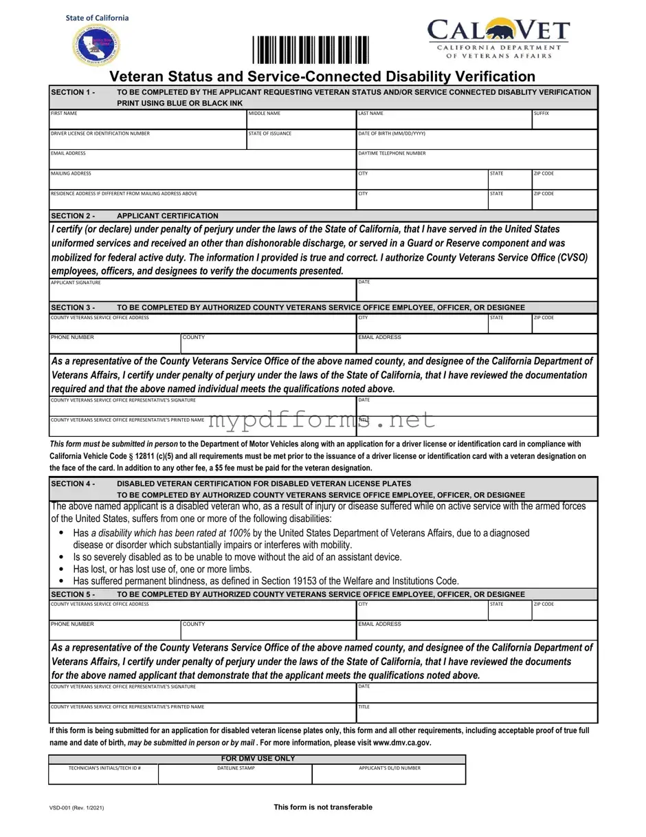 Get Vsd 001 Form in PDF