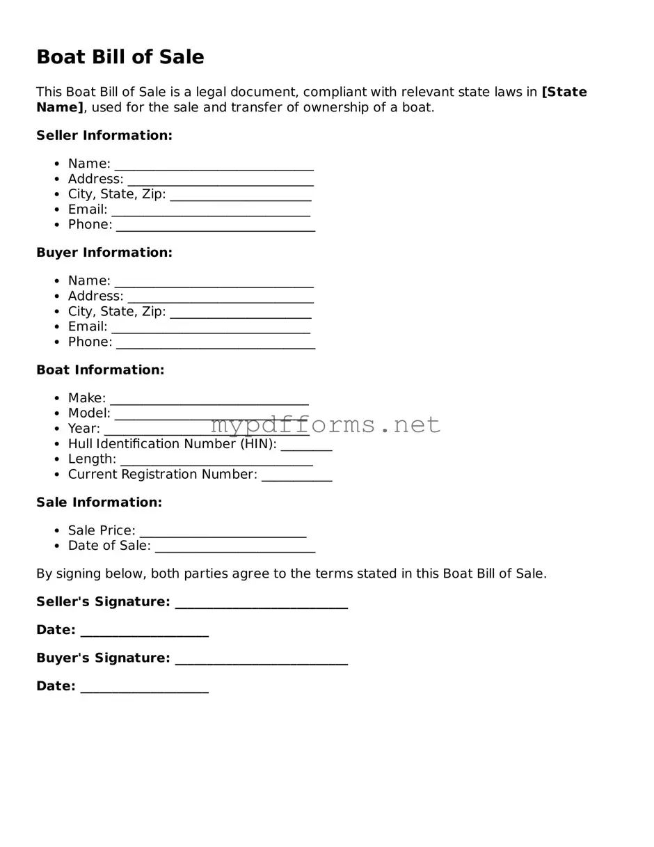 Boat Bill of Sale Template