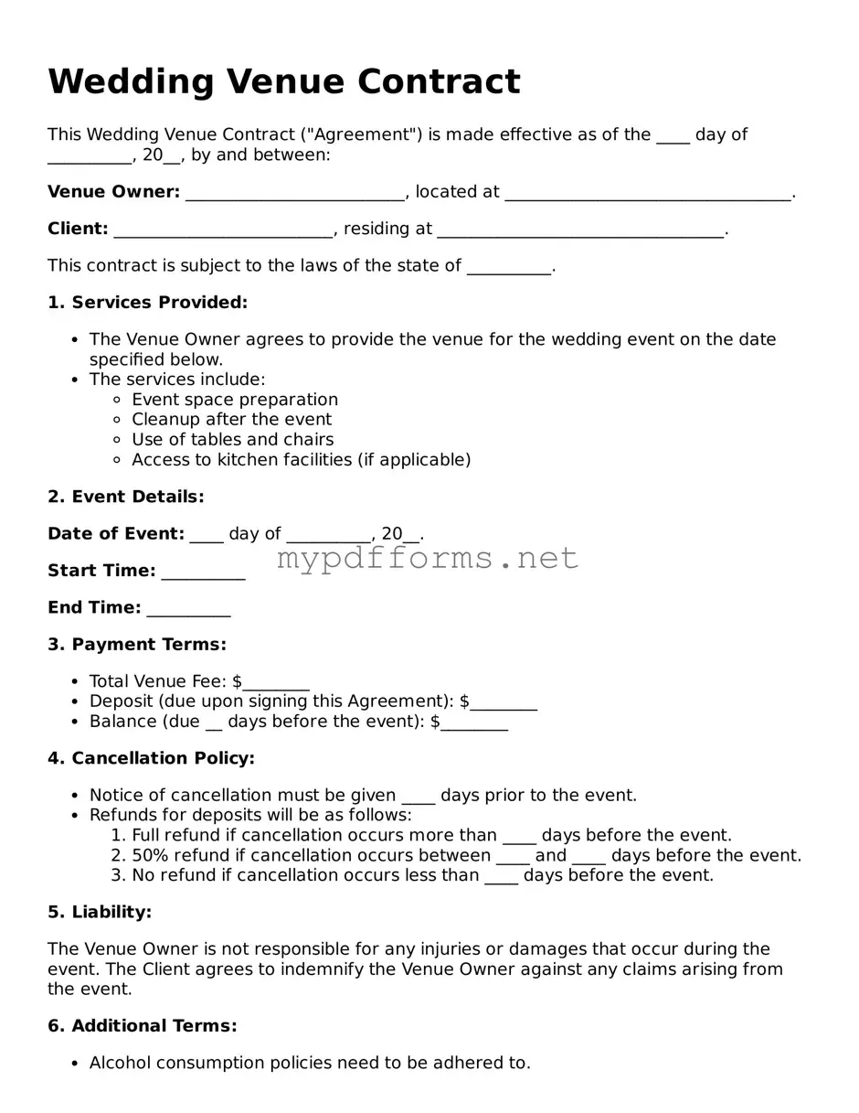 Wedding Venue Contract Template