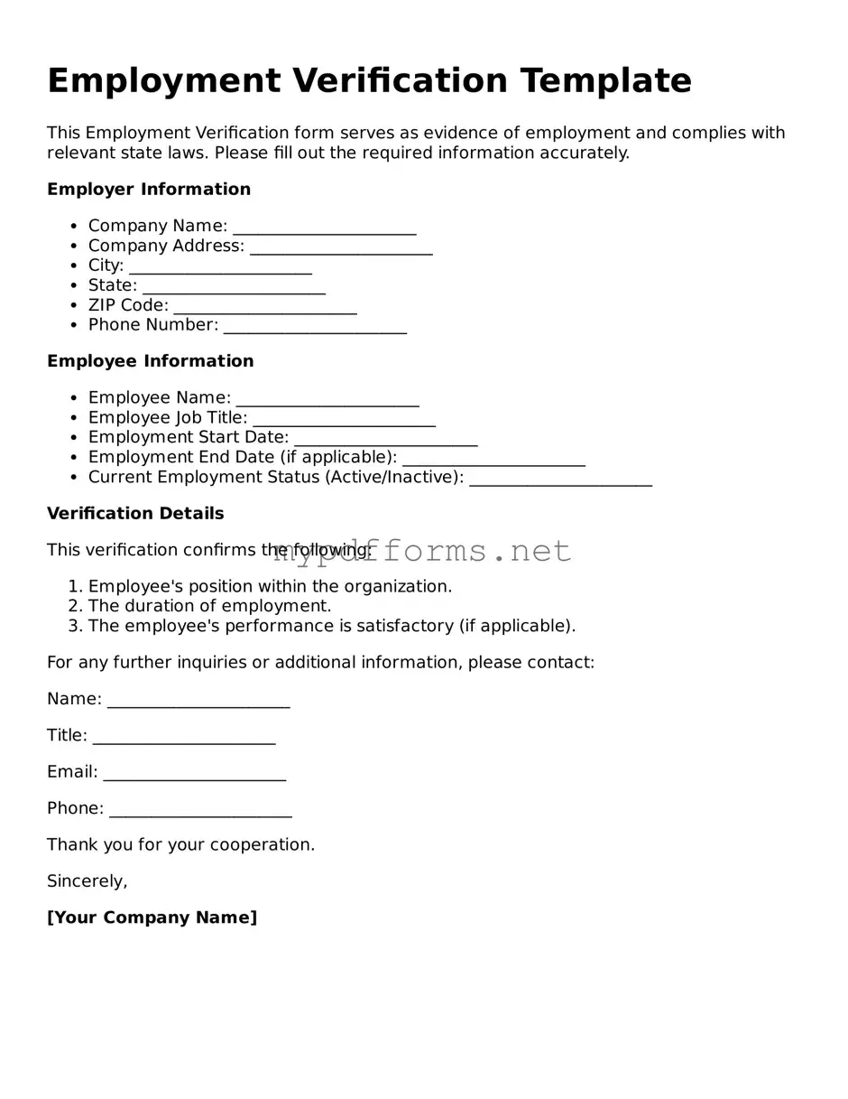 Employment Verification Template