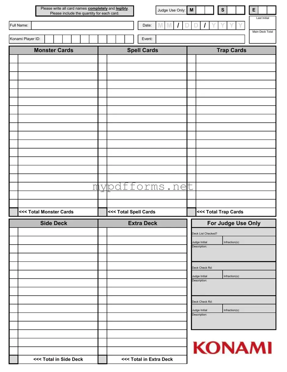 Get Konami Decklist Form in PDF